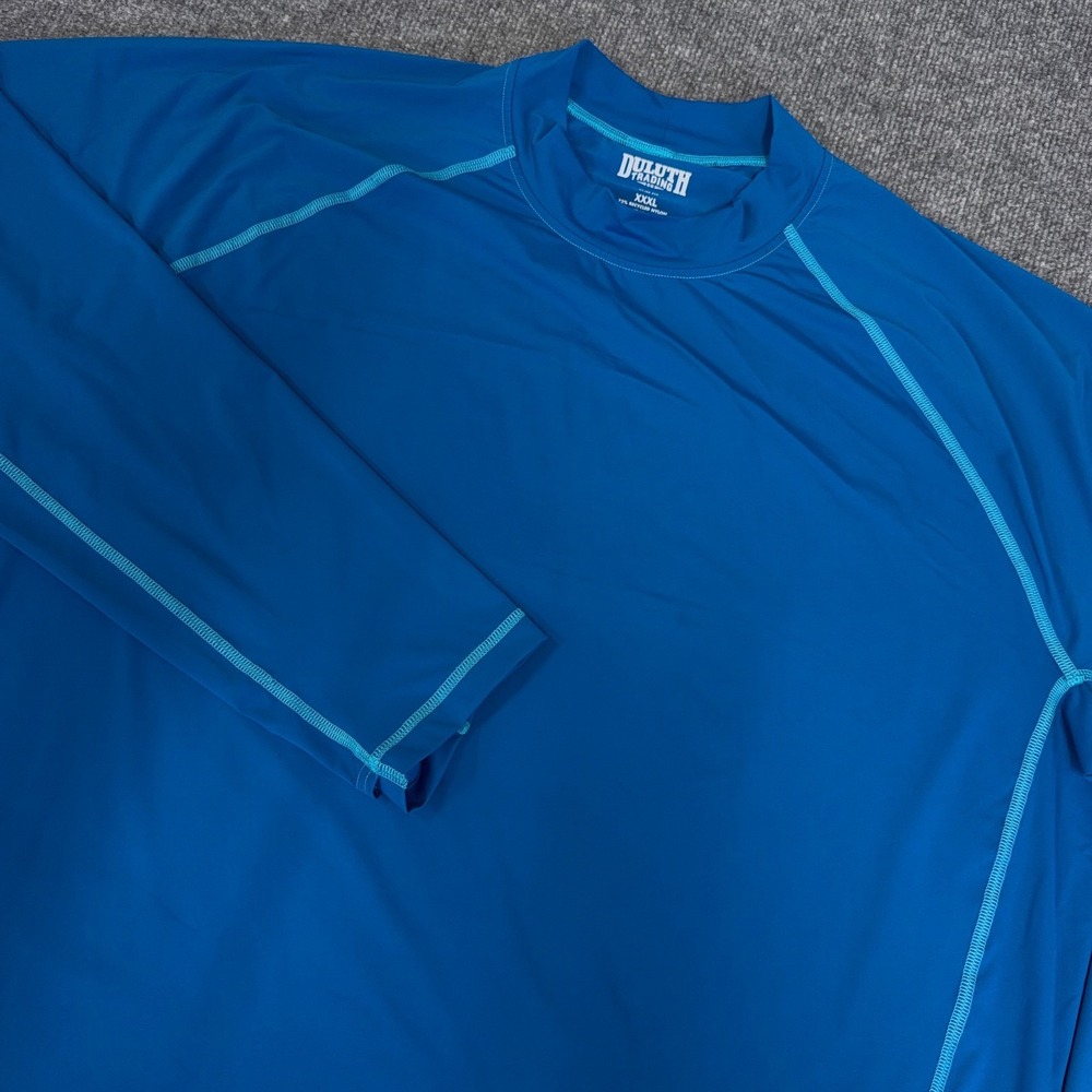 Duluth Suit Up Long Sleeve Mock Neck Swim Tee Men 3XL Blue Slim Fit Fishing Cool